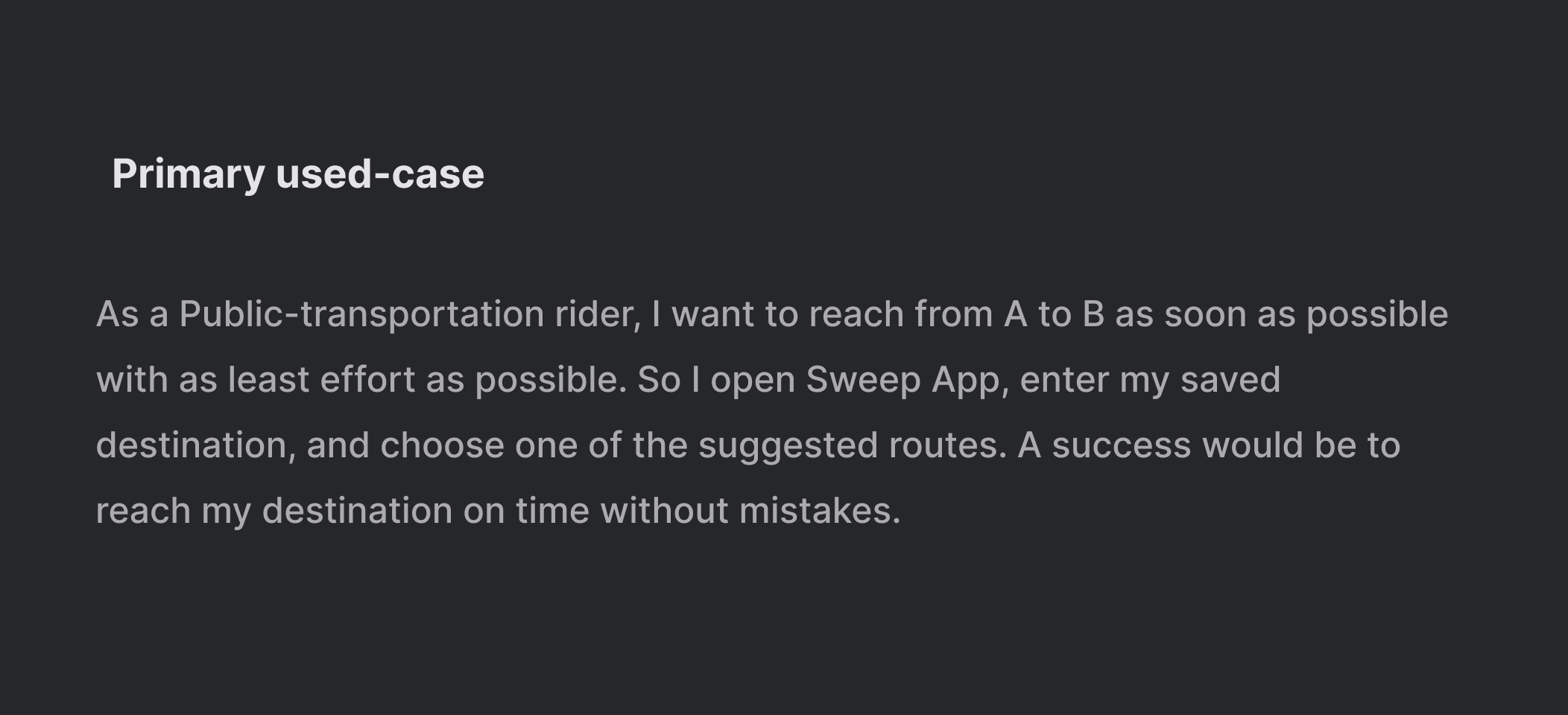 Sweep app main used case